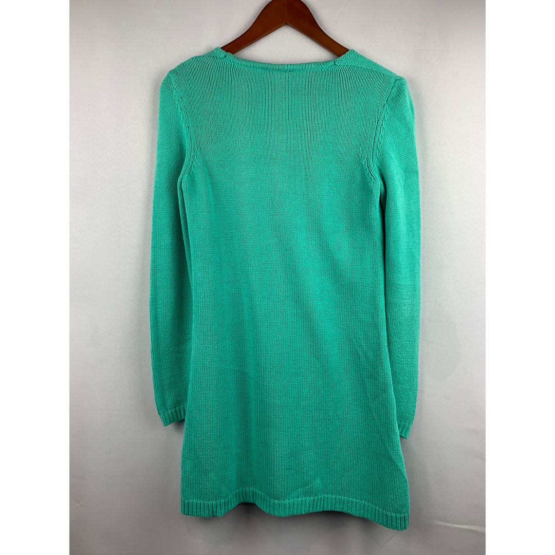 D&Co. Womens XXS Seafoam Knit Sweater Dress V-Neck Long Sleeve
