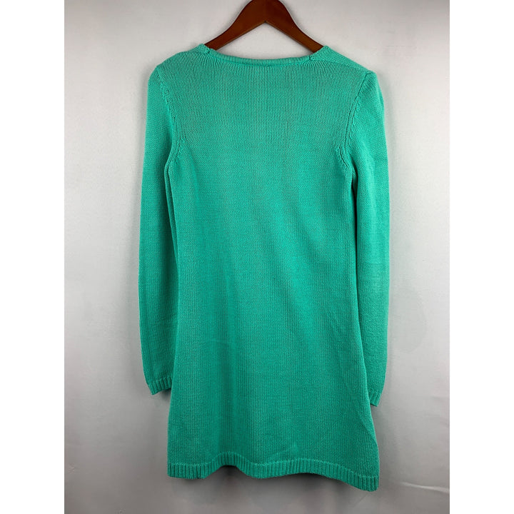 D&Co. Womens XXS Seafoam Knit Sweater Dress V-Neck Long Sleeve