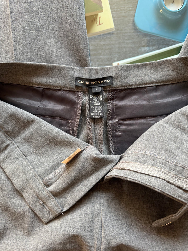 Club Monaco Gray Wool Blend Straight Leg Trousers Size 2