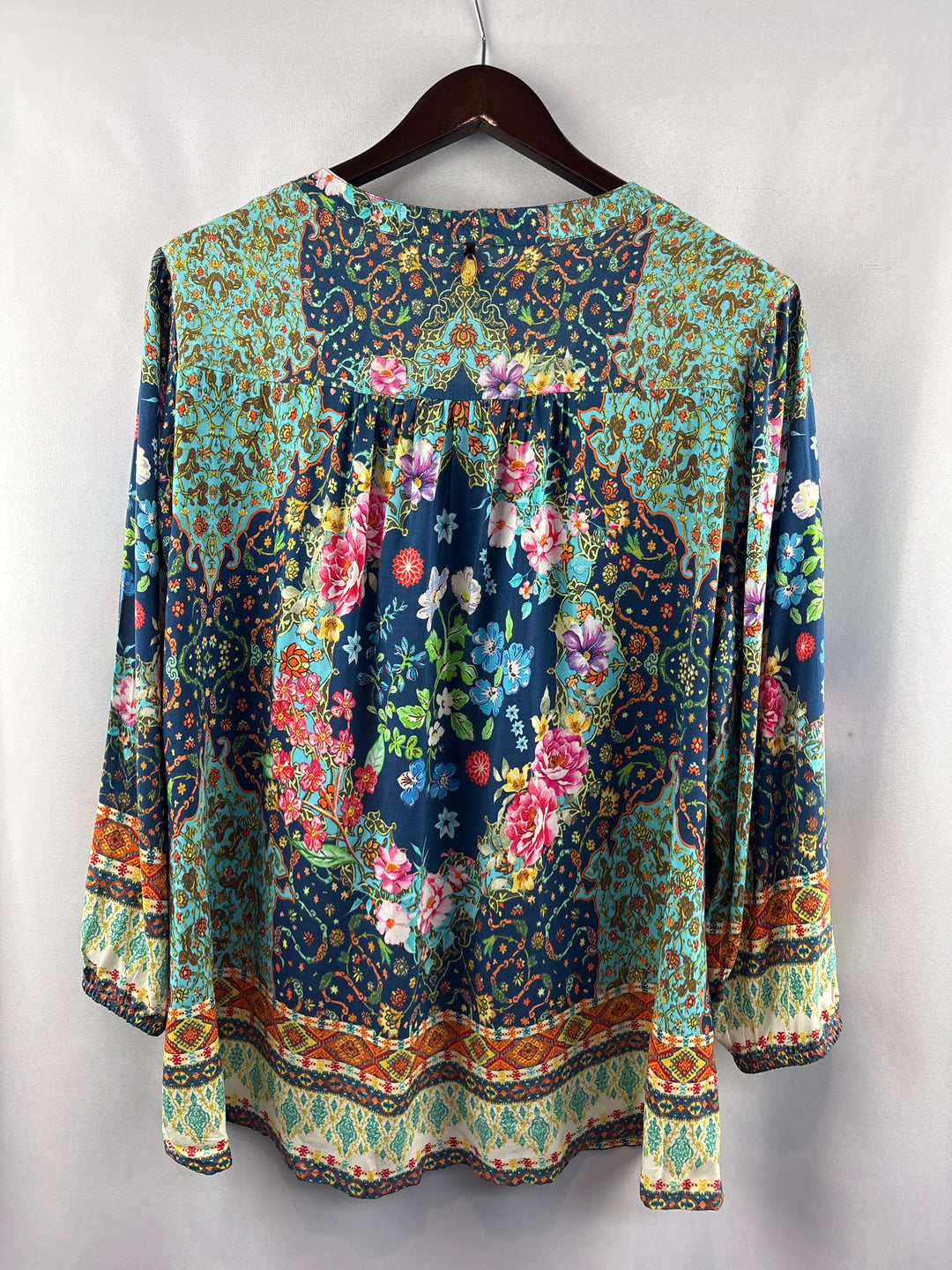 Women’s Rubyyaya Navy Floral Patterned Long Sleeve Blouse