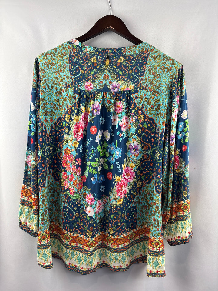 Women’s Rubyyaya Navy Floral Patterned Long Sleeve Blouse
