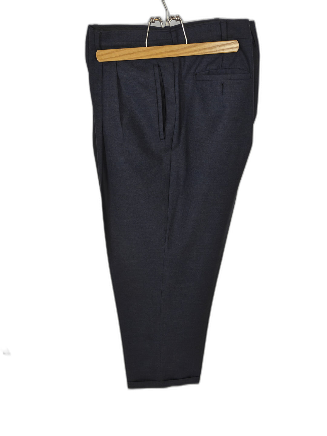 Bachrach Men's Navy Dress Pants 42x34 Pleated Cuffed Trousers Wool Blend Classic Fit