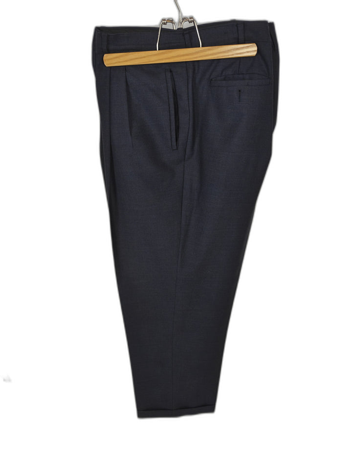 Bachrach Men's Navy Dress Pants 42x34 Pleated Cuffed Trousers Wool Blend Classic Fit