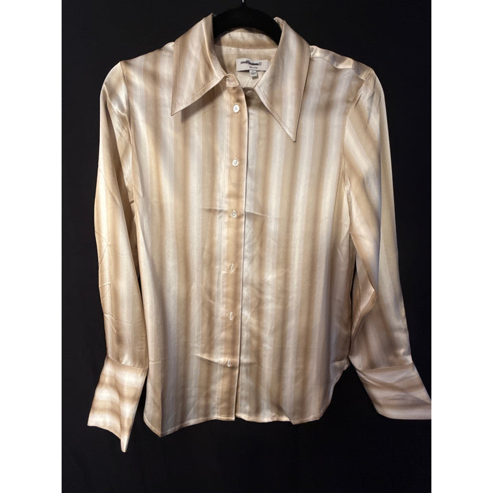 Madewell Silk Striped White and Golden Women’s Lightweight Shirt Sz 0