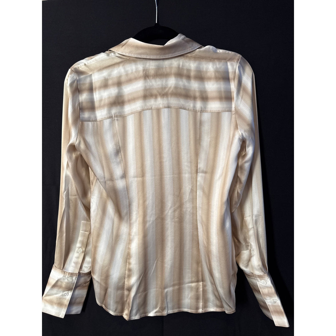 Madewell Silk Striped White and Golden Women’s Lightweight Shirt Sz 0