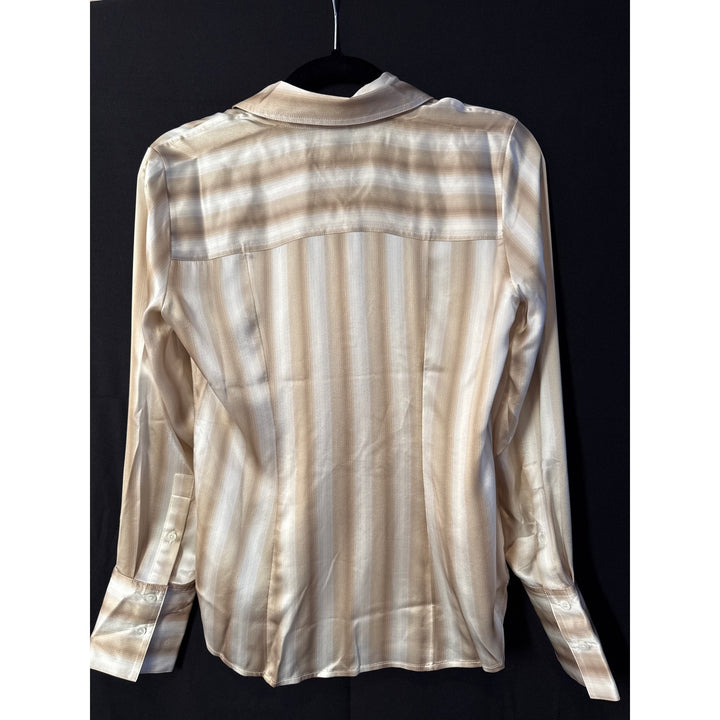 Madewell Silk Striped White and Golden Women’s Lightweight Shirt Sz 0