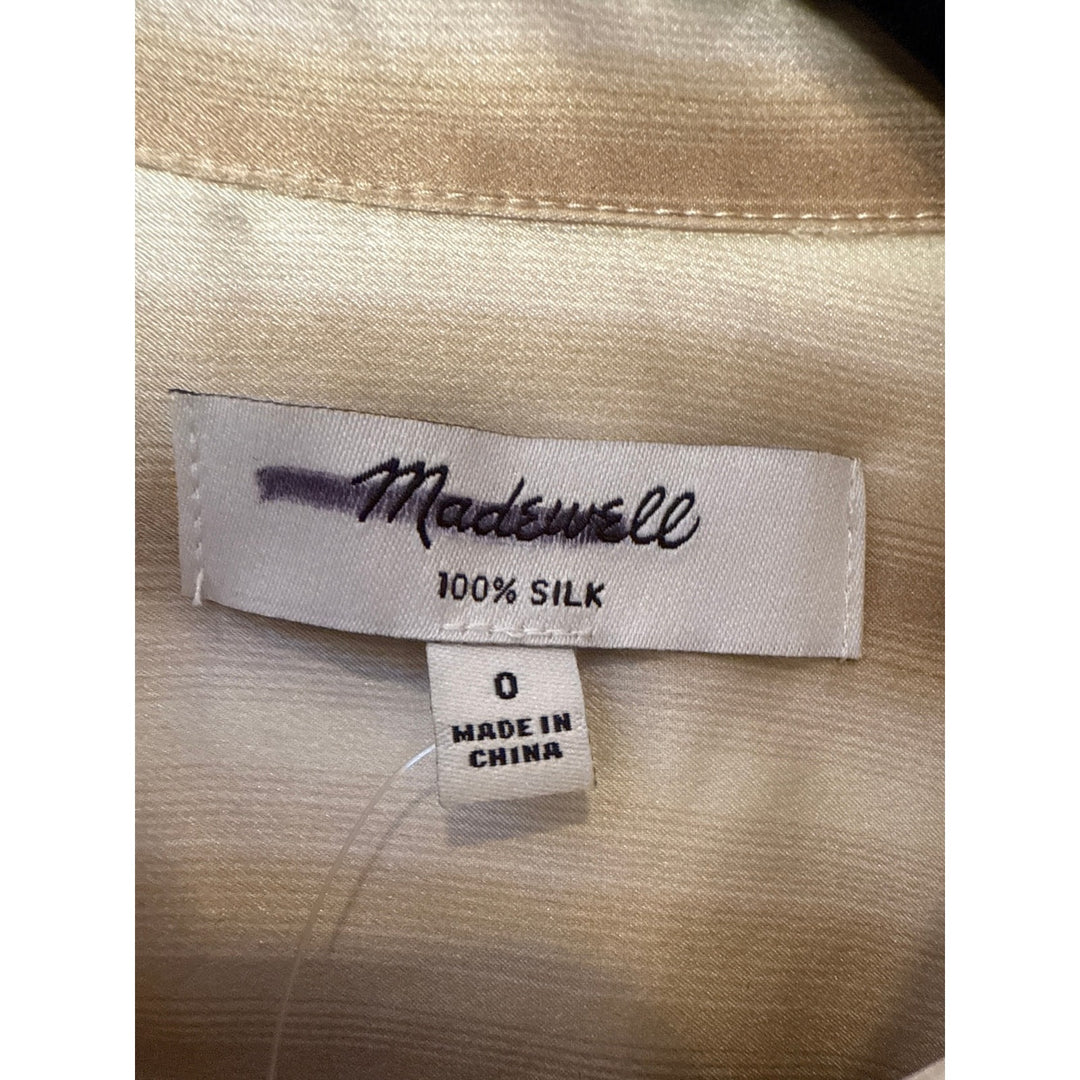 Madewell Silk Striped White and Golden Women’s Lightweight Shirt Sz 0