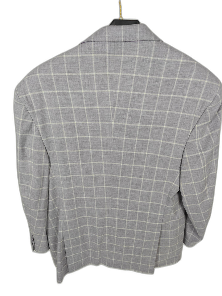 Sean John Men's Light Periwinkle Windowpane Suit Size 50R Two Piece Plaid Suit Jacket Pants