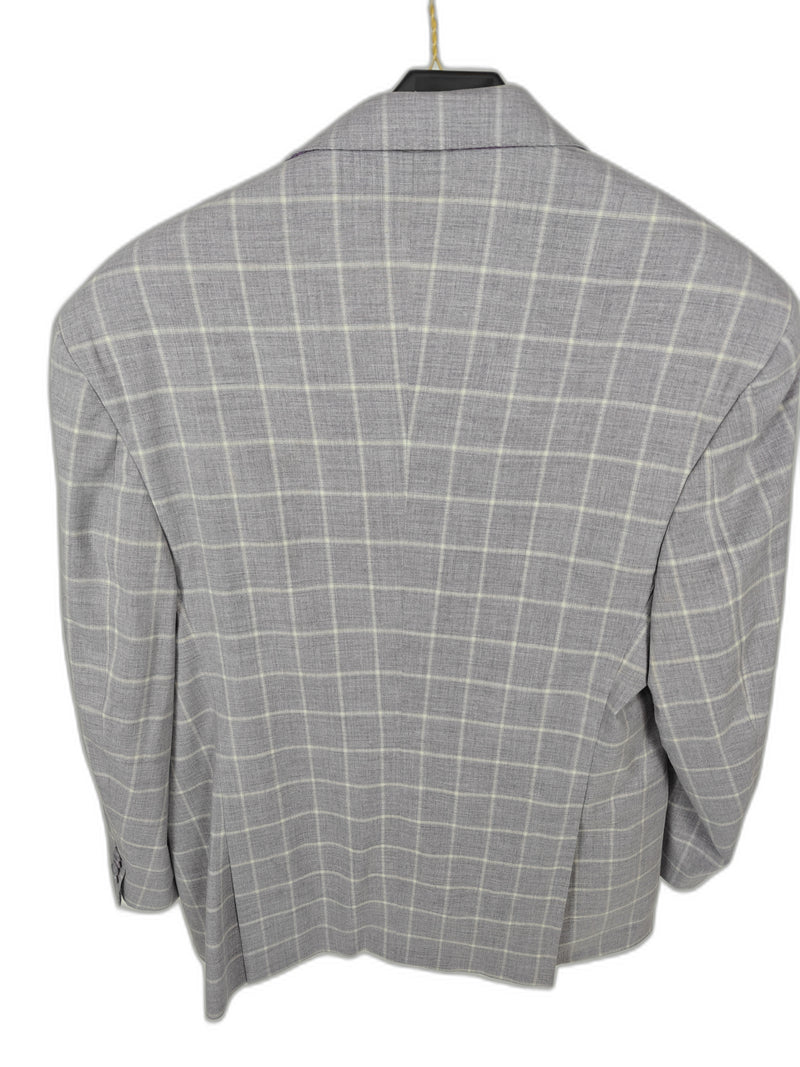 Sean John Men's Light Periwinkle Windowpane Suit Size 50R Two Piece Plaid Suit Jacket Pants