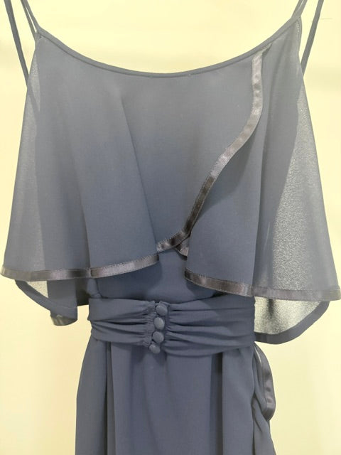 Majestic Vintage Navy Chiffon Ruffle Dress – Size 4–6, Union Made Canada