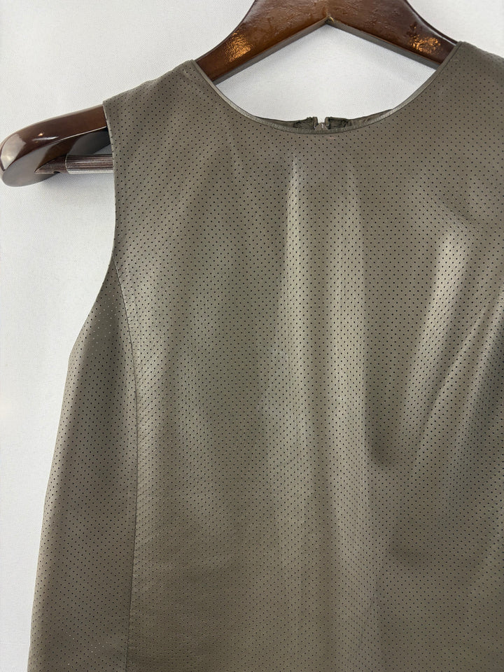 Women’s Vince Size 4 Chocolate Brown Leather Sleeveless Blouse