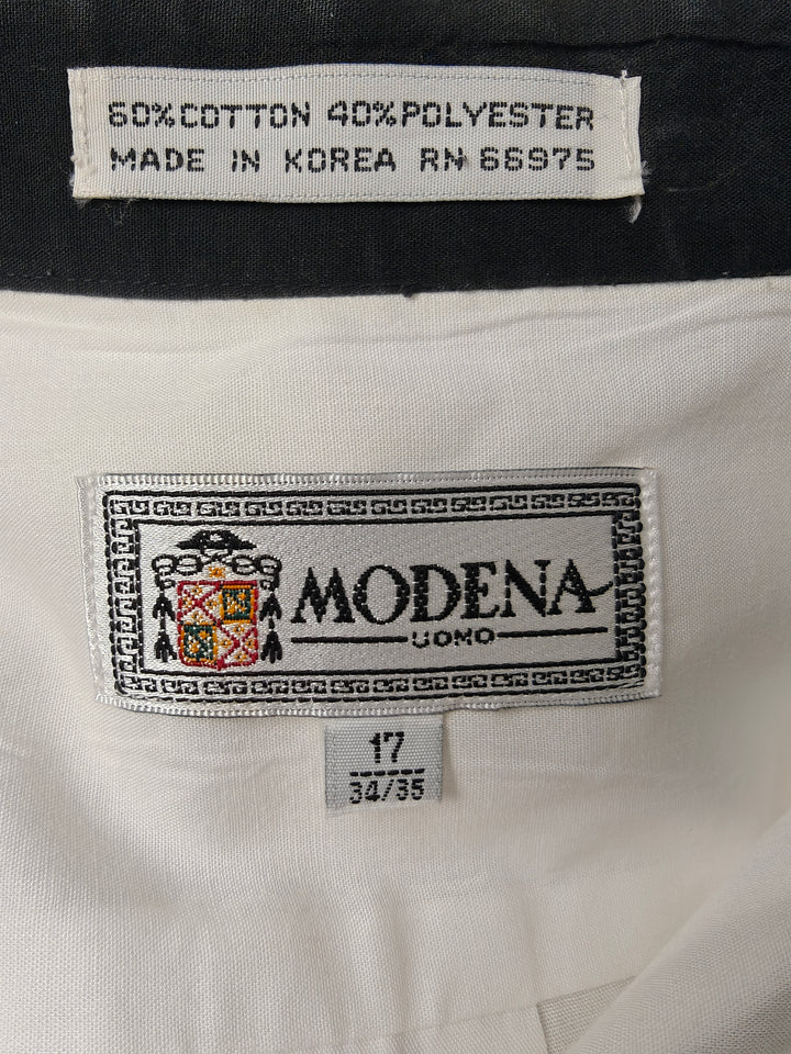 Men’s Modena Uomo French Cuff Dress Shirt White Black Trim 17 34/35