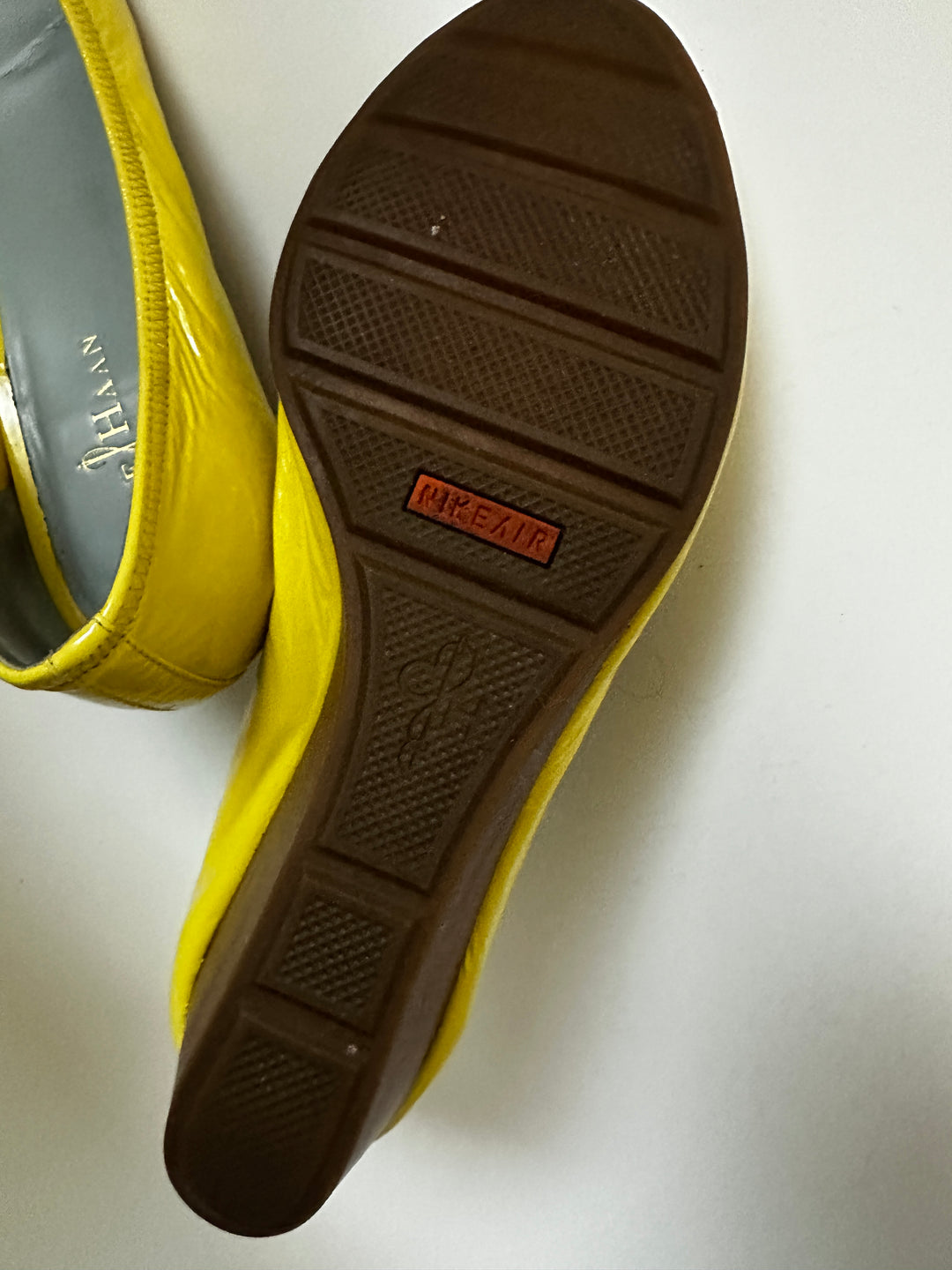 Cole Haan Tali Nike Air Peep-Toe Wedge Pumps in Citron