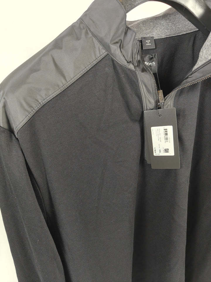 Mens Hugo Boss B-Sidney Quarter Zip Pullover Black 3XL
