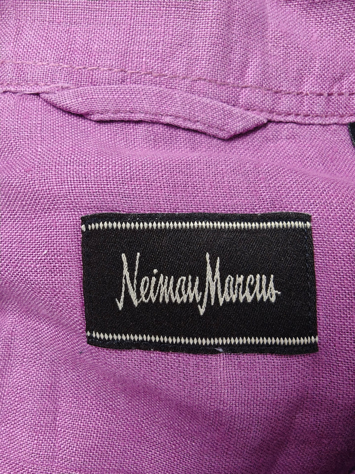 Men’s Neiman Marcus Short Sleeve Linen Shirt Purple Size XL