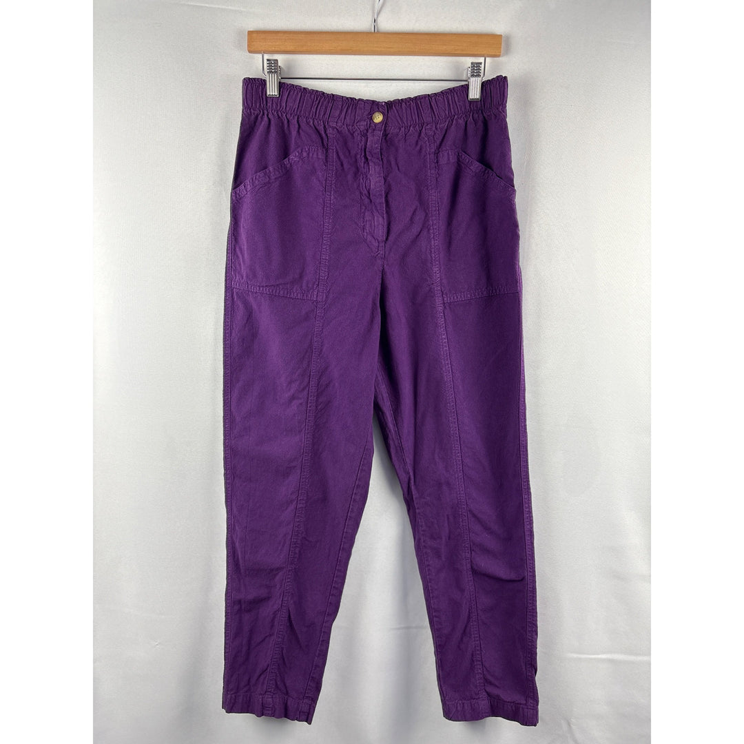 Erika & Co. Womens Cotton Purple Elastic Waist Pants Size 6 Made In Turkey