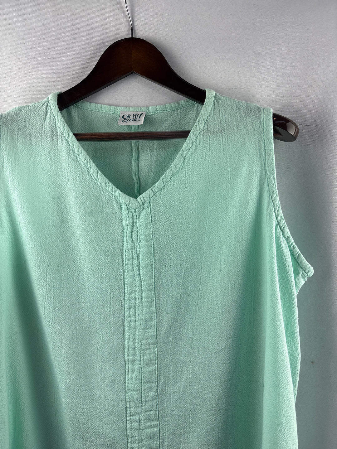 Women’s Oh My Gauze! XXL Seafoam Blue Sleeveless Blouse