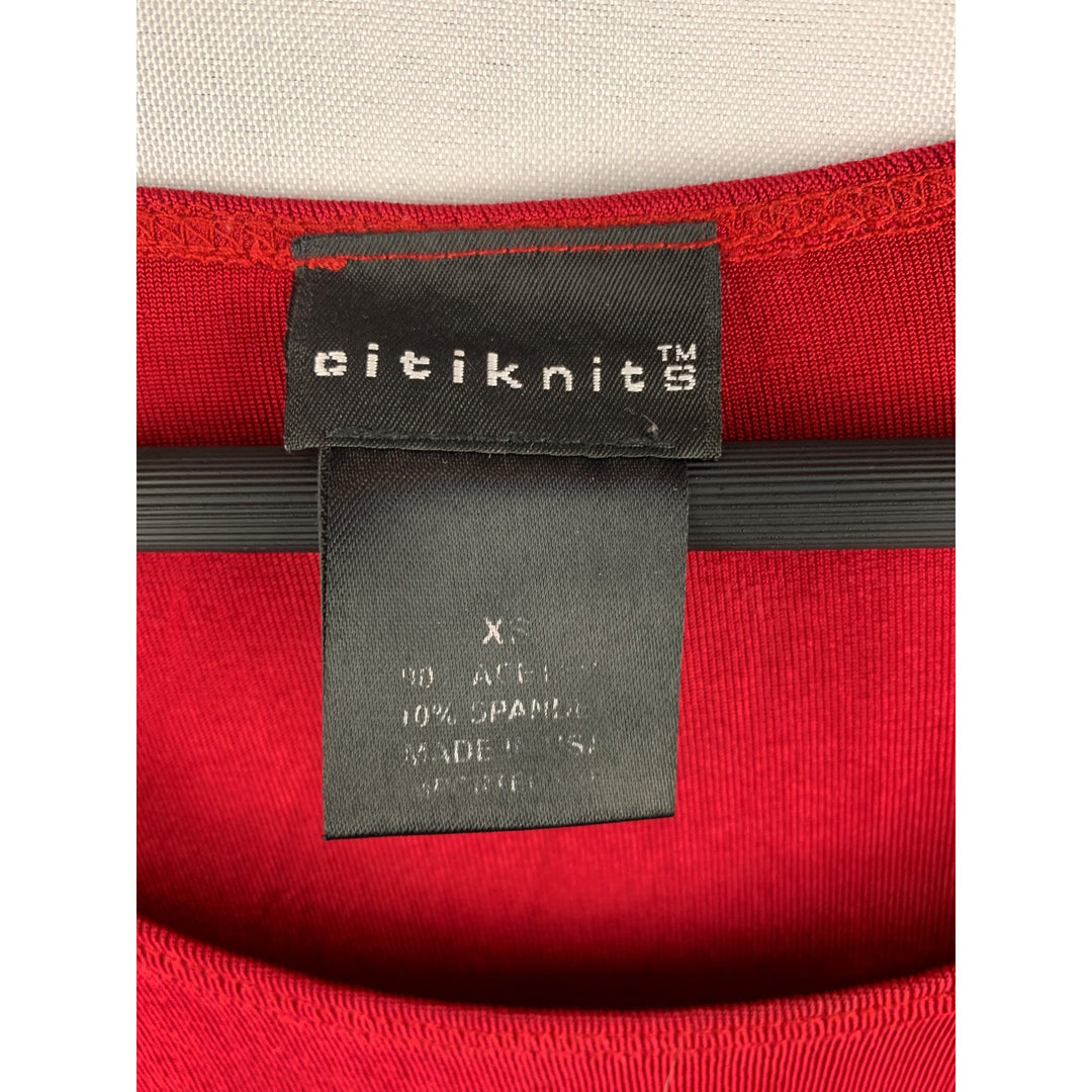 Citiknit Red Asymmetrical Hem Top Womens X