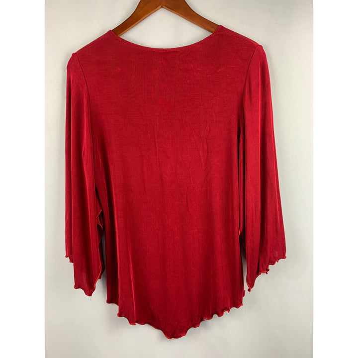 Citiknit Red Asymmetrical Hem Top Womens X