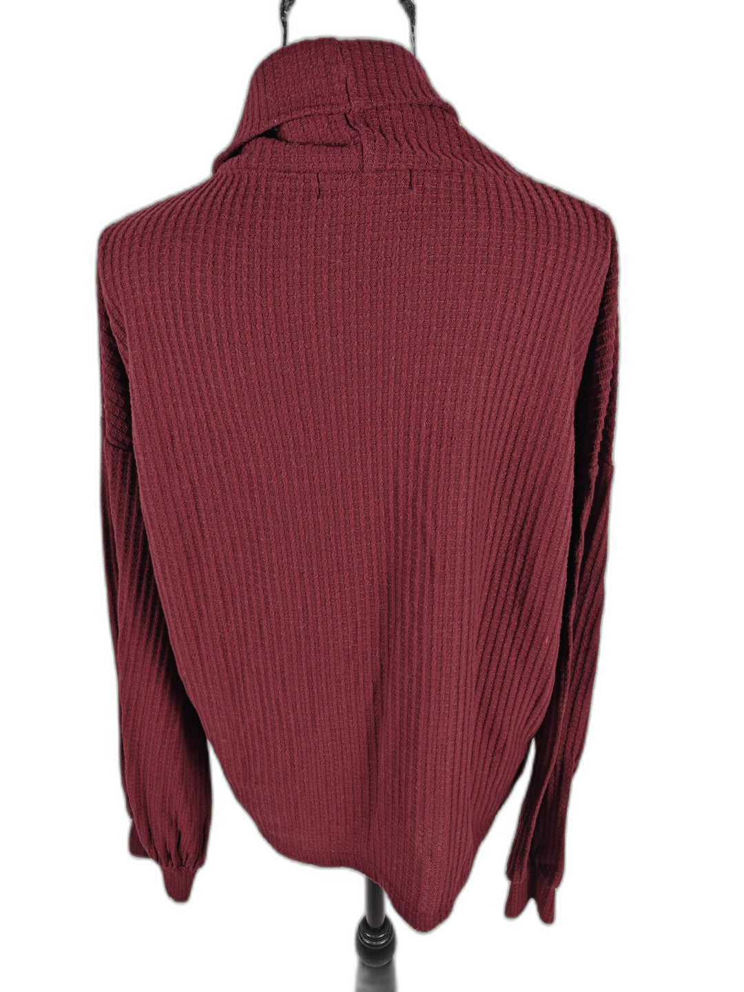 Women’s Sanctuary Cowl Neck Waffle Knit Sweater Burgundy Size L
