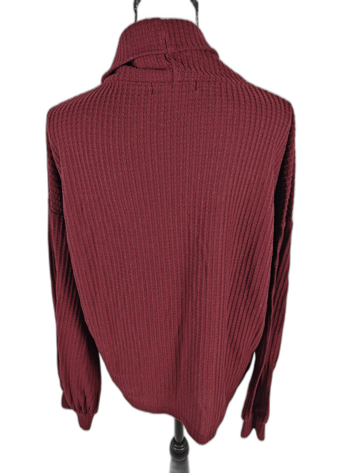 Women’s Sanctuary Cowl Neck Waffle Knit Sweater Burgundy Size L