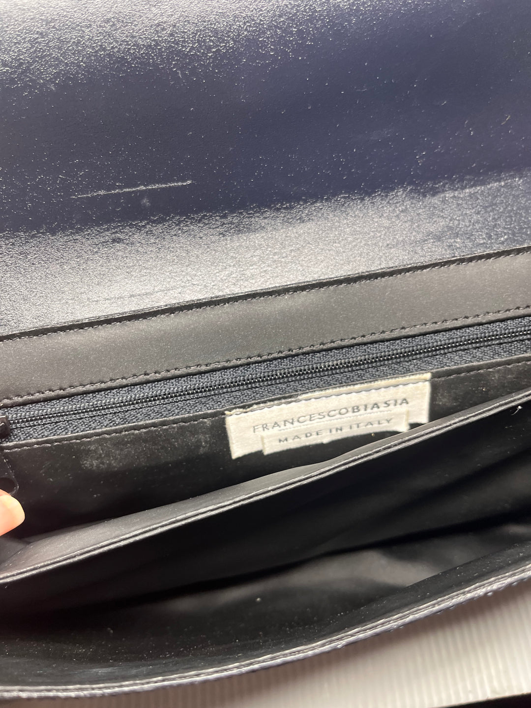 Francesco Biasia Black Leather Shoulder Bag Made in Italy