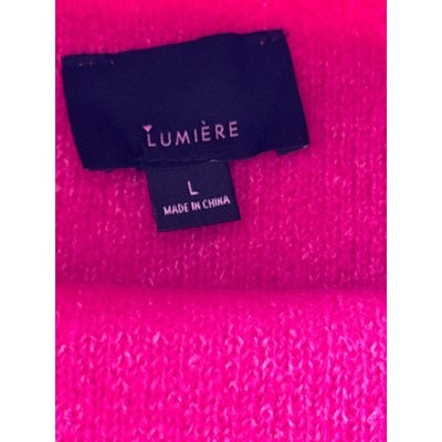 Lumière Womens Fuchsia Turtleneck Sweater L Acrylic Blend