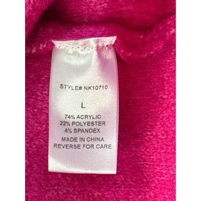 Lumière Womens Fuchsia Turtleneck Sweater L Acrylic Blend