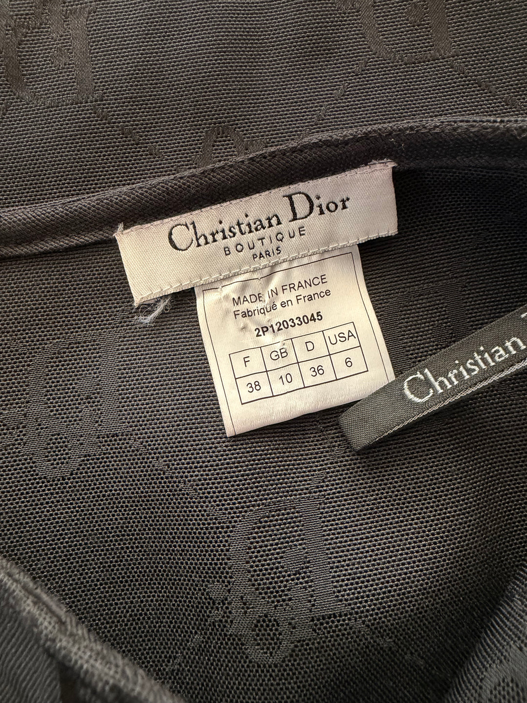 Vintage Christian Dior by John Galliano Black Trotter Monogram Jacquard Pencil Skirt