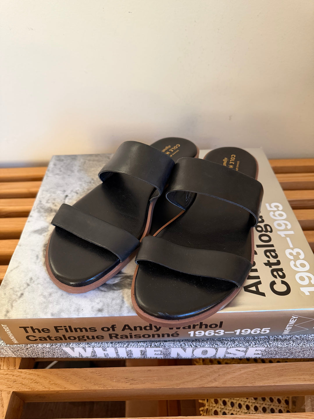 Cole Haan Grand.OS Black Leather Slide Sandals Size 7