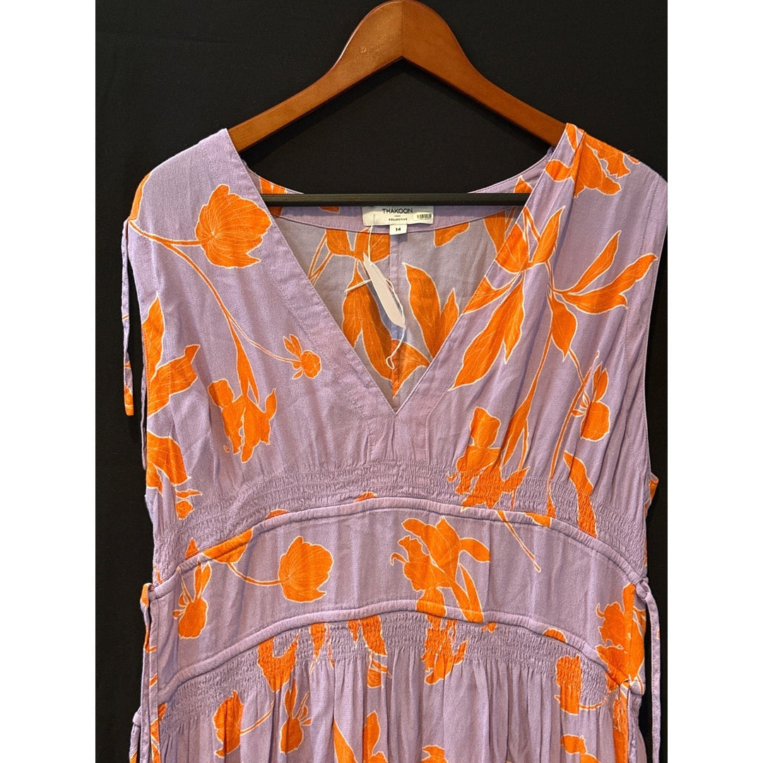 Thakoon Collective Purple & Orange Floral Dress Size 14