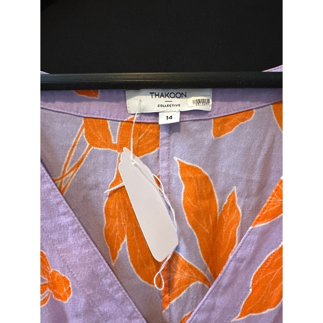 Thakoon Collective Purple & Orange Floral Dress Size 14