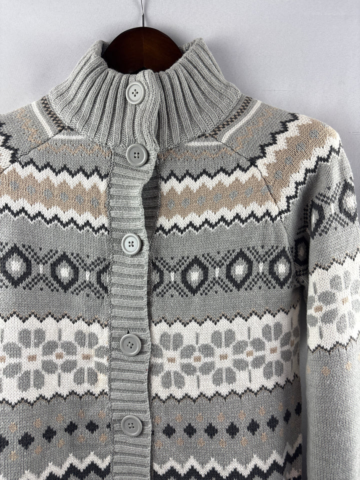 Women’s Basic Editions Small Gray Patterned Cardigan