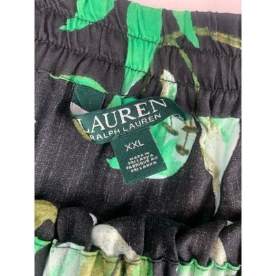 Ralph Lauren Womens Floral Tiered Skirt XXL Black & Green