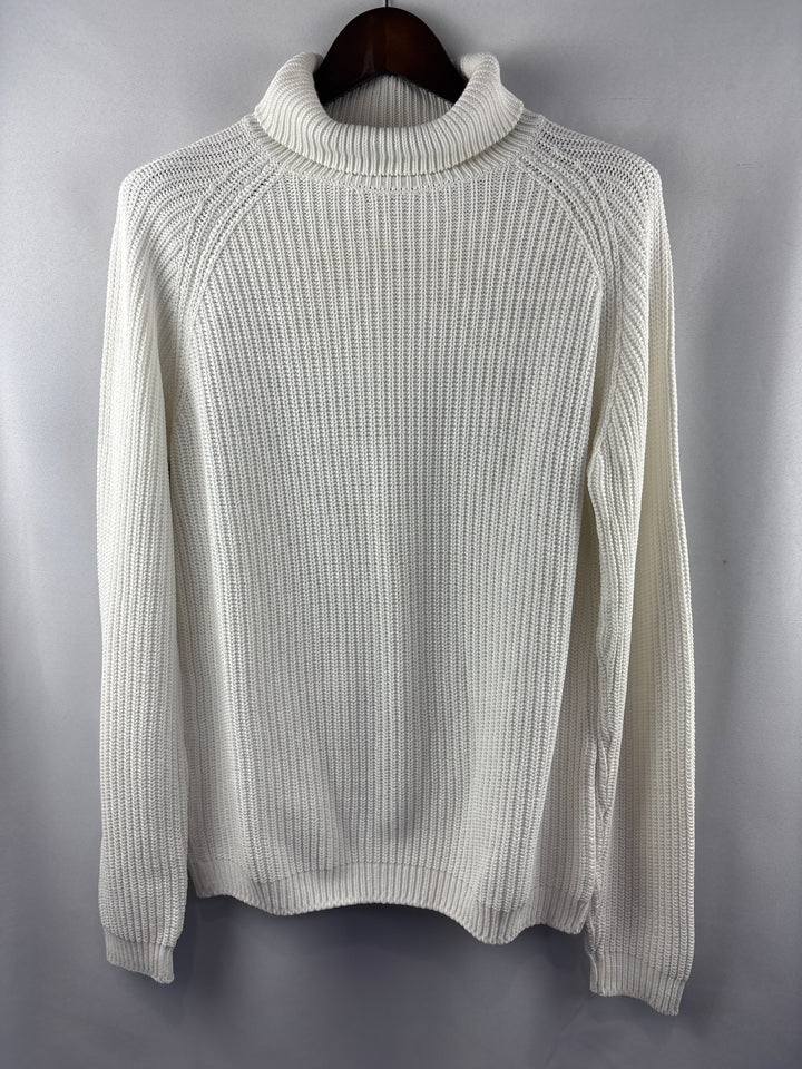 Women’s Zara Large White Knit Turtleneck Sweater
