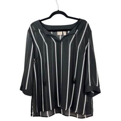 Chico’s Women’s Striped Long Sleeve Blouse Size 2 – Classic Workwear Top