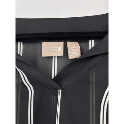 Chico’s Women’s Striped Long Sleeve Blouse Size 2 – Classic Workwear Top