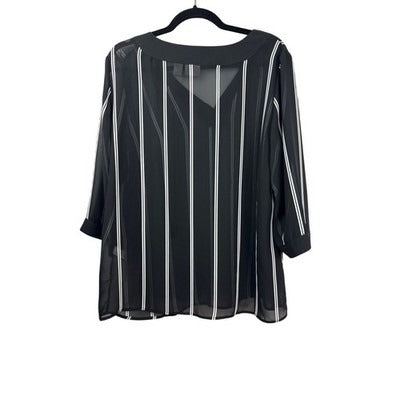 Chico’s Women’s Striped Long Sleeve Blouse Size 2 – Classic Workwear Top