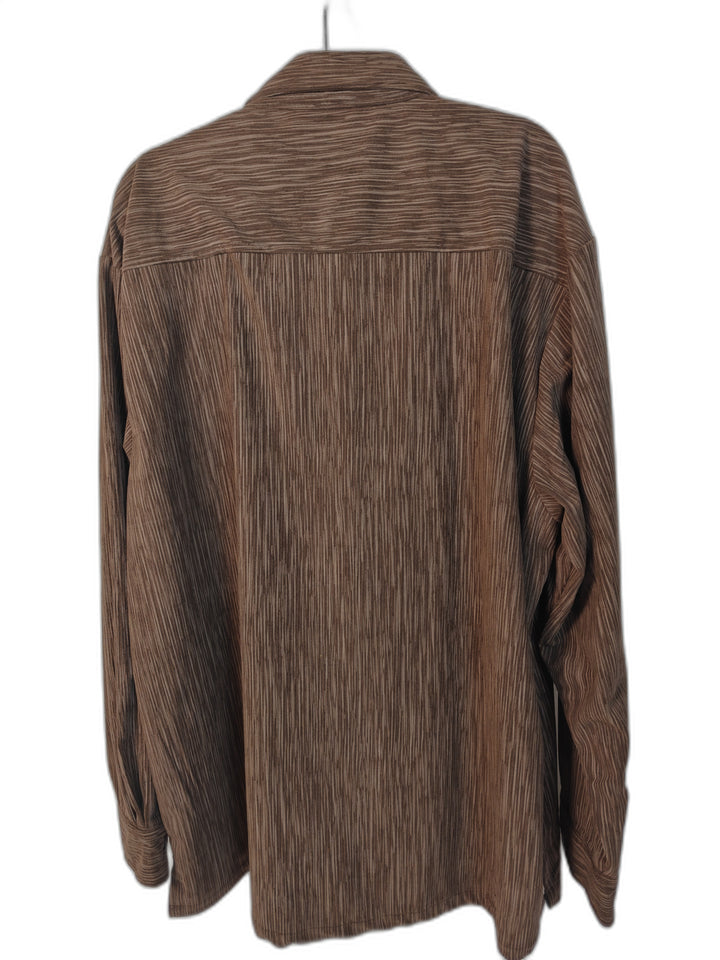 Trust Men's XXL Brown Textured Button Front Shirt Rayon Blend Long Sleeve Overshirt