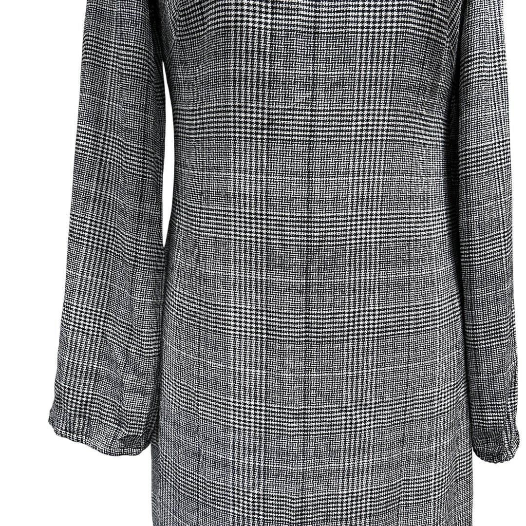 Lauren Ralph Lauren Houndstooth Print Dress Size 2 Black Old Money Academia Quiet Luxury Boatneck