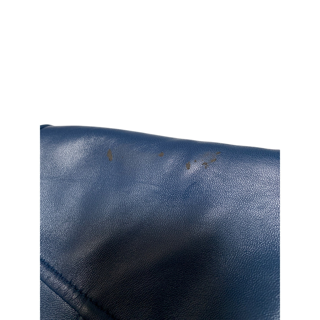 D&Co. Womens Genuine Leather Jacket XS Blue Zip-Up