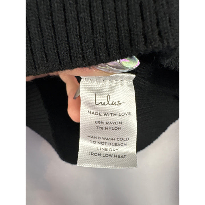 Women’s Lulu’s Small Black Long Sleeve Cropped Shirt with Poofed Sleeves