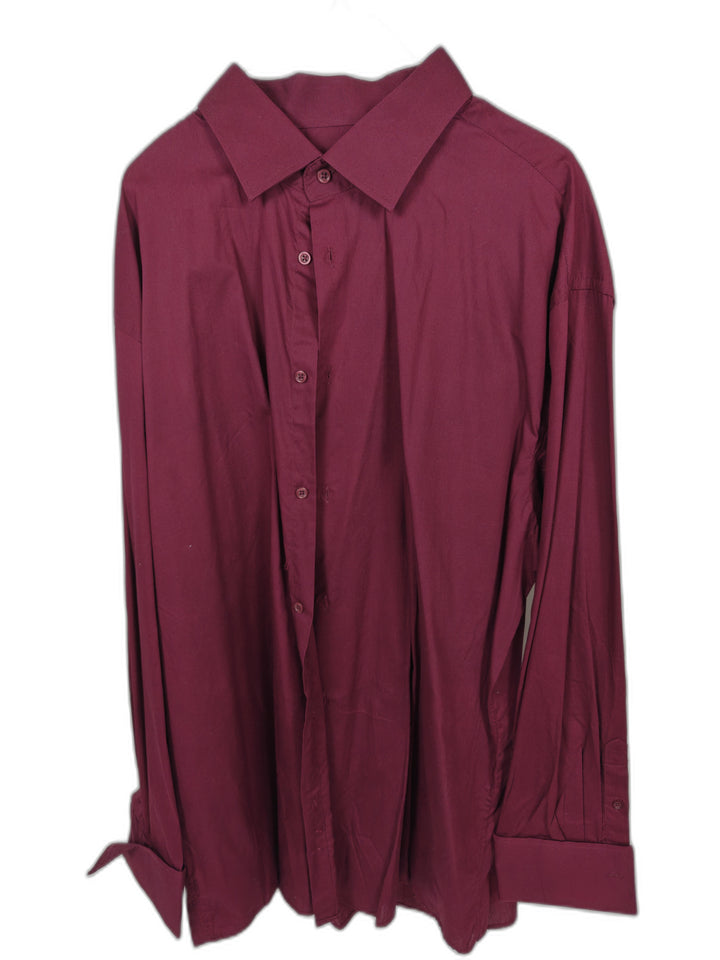 Steven Land Burgundy French Cuff Dress Shirt 18.5 36/37 100% Cotton Men's Button Front