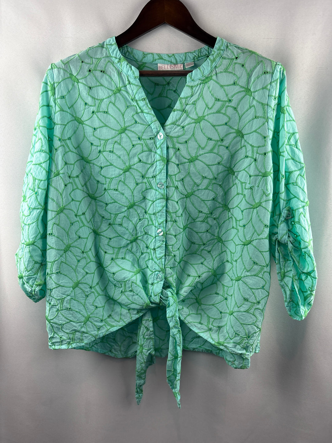 Women’s Bellisima XL Aqua w/ Green Florals Blouse