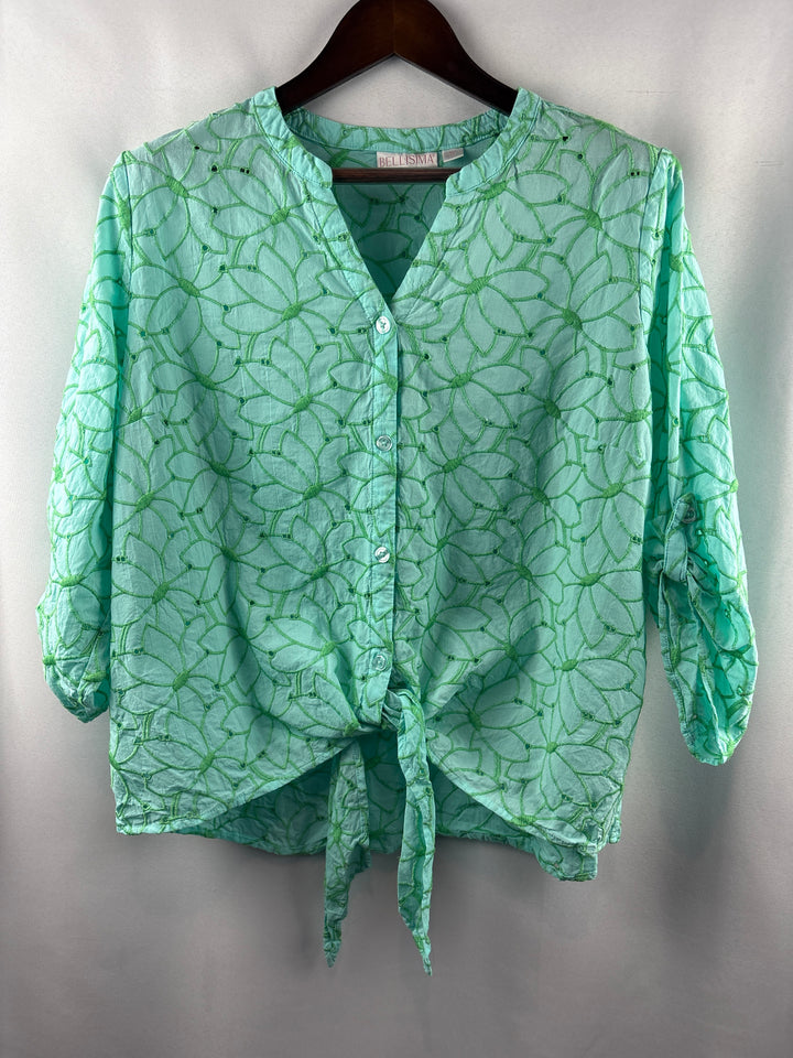 Women’s Bellisima XL Aqua w/ Green Florals Blouse
