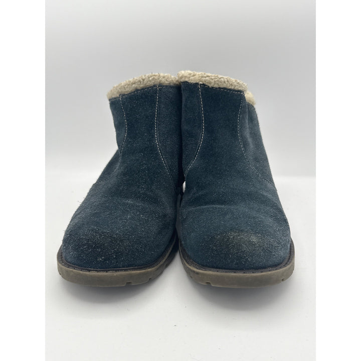 Sporto Womens Leather & Suede Ankle Boots With Faux Fur Lining 7.5W Blue