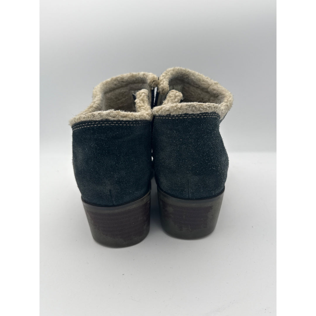 Sporto Womens Leather & Suede Ankle Boots With Faux Fur Lining 7.5W Blue