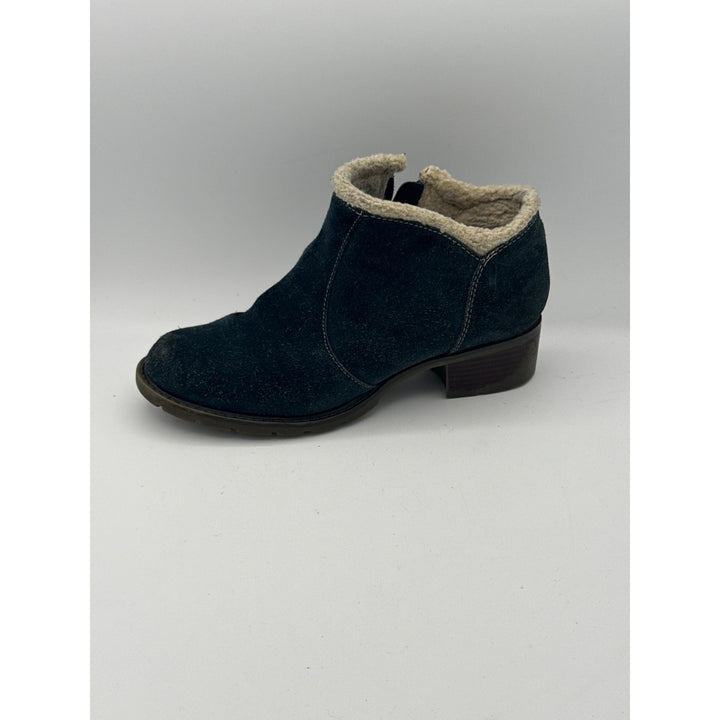 Sporto Womens Leather & Suede Ankle Boots With Faux Fur Lining 7.5W Blue