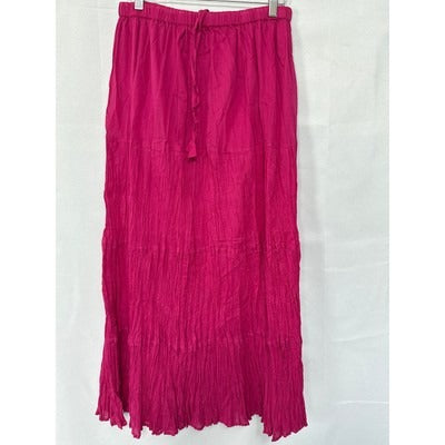 Le Mieux Studio Womens Fuchsia Tiered Maxi Skirt XL 100% Cotton