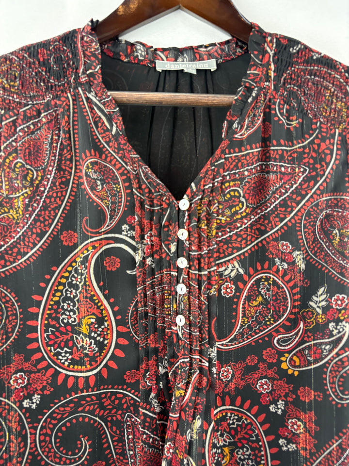 Women’s Daniel Rainn Small Black & Red Paisley Blouse